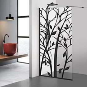 Parete doccia walk-in Aqua Roy ® Black, modello Wood nero, vetro trasparente 8 mm, fissato, anticalcare, 70x195 cm