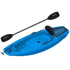 Kayak per bambini Sit on Top, Axoos, lungo 1,85 metri, blu e pagaia da 1,60 metri inclusa