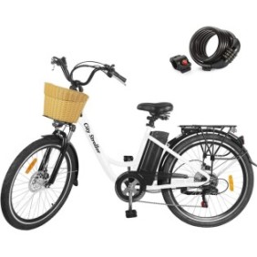 Bicicletta elettrica pieghevole Nakto Classic Breeze, autonomia 25-35 Km, velocità max. 30 km/h, bianco