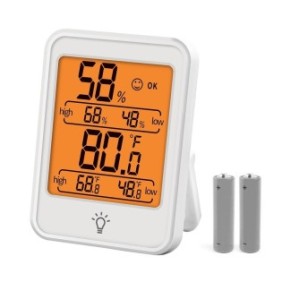Termometro e igrometro digitale con visualizzazione data/ora, Aisdelu®, interno con monitoraggio di temperatura e umidità, Bianco