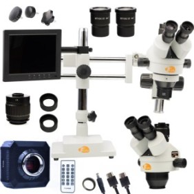 Set microscopio digitale/display/fotocamera/supporto/illuminatore LED, Rosfix, nero