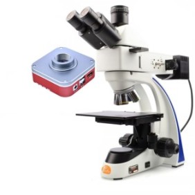 Set microscopio metallurgico trinoculare Rosfix e fotocamera per microscopio Hercules Pro KHMP-4K-60FPS, Bianco