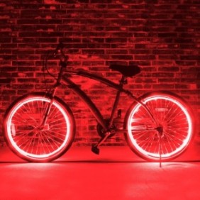 Kit luci tuning per ruote di bicicletta, rosso, cavo flessibile El Wire, ProCart