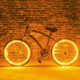 Kit luci per tuning ruote di bicicletta, giallo, cavo flessibile El Wire, ProCart