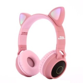 Cuffie audio per bambini con orecchie luminose SMART TabbyBoo® microfono volume regolabile bassi stereo per tablet/smartphone/laptop/PC/TV - Rosa