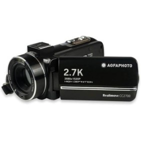 Videocamera, Agfa, 2,7 K, HDMI, pannello touch IPS da 3,0 pollici, stabilizzatore elettronico DIS, telecomando, batteria al litio, Nero