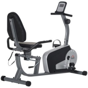 Fitness bike Homcom, 8 livelli di resistenza, Acciaio/ABS, monitor LCD, 122-137x62x103 cm, Argento/Nero