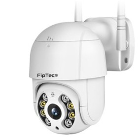 FipTec LO15-C Telecamera di sicurezza intelligente, WiFi, Full HD da 2 MP, Suono bidirezionale, Allarme di movimento e sonoro, Monitoraggio audio video e controllo Android, Apple o PC, Bianco