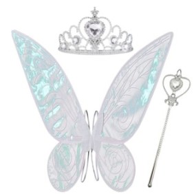 Set ali d'angelo farfalla rosa, adulti e bambini, con bacchetta e corona, Party Chili®, 60*48 cm