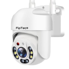 Telecamera, FipTec, WiFi, Full HD 1080p, rotazione 360°, Bianco