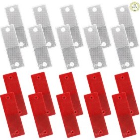 Set di 20 catarifrangenti per bicicletta, Jormftte, 15x5x0,6 cm, rosso/argento
