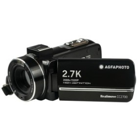 Videocamera digitale AgfaPhoto Realimove CC2700, 2,7K, 24MP, touch screen da 3 pollici, zoom 18X, telecomando, batteria al litio