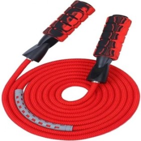 Corda per saltare professionale con doppio cuscinetto a sfera, Jormftte, cotone/schiuma, lunghezza regolabile, 2,9 m, rosso/nero