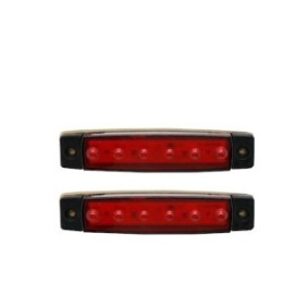 Set di 4 luci laterali idealSTORE, LED 12-24V, 95×20 mm, illuminazione superiore, per camion, rimorchi, autobus, colore rosso