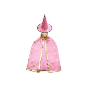 Costume da strega con mantello e cappello, rosa, 3 - 12 anni