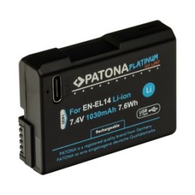 Batteria Patona Platinum EN-EL14, 1030mAh, porta di ricarica USB-C, per Nikon D3100 D3200 D3400 D3500 D5100 D5300 D5500 D5600 DF Coolpix P7000 P7100 P7800