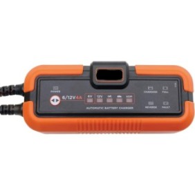 Raddrizzatore batteria, portatile, indicatore LED, 120 Ah, presa EU, 12V, arancione