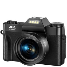 Videocamera digitale, compatta, 4k, 56 megapixel, zoom 16x, scheda 32 GB, 2 batterie incluse, nera