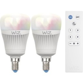 Set di 2 lampadine LED Smart WiZ Colors 11,5W 806lm E27 WiFi integrato iOS I Android, telecomando incluso