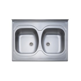 Lavello da cucina Grande DE-313, 80x50cm, da appoggio, 2 vasche, acciaio inossidabile
