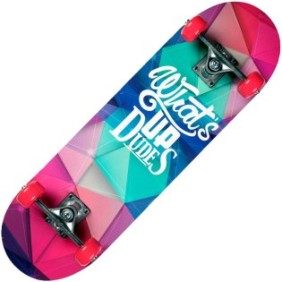 Skateboard Action One doppia stampa, alluminio, 70 x 20 cm, multicolore, What's Up Dudes