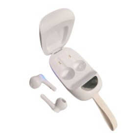 Cuffie Bluetooth SIKS®, 5.0, microfono di chiamata Dual HD, display Smart LED, wireless, scatola di ricarica, bianco