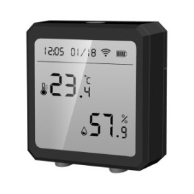 Termometro/igrometro intelligente, Tuya, WiFi, display LCD, compatibile con Tuya/Smart Life/Google Home/Alexa, Nero