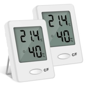 Set di 2 termometri, ABS, display digitale, bianco