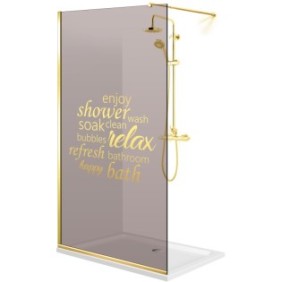 Parete doccia walk-in Aqua Roy ® Gold, modello Relax dorato, vetro bronzo 8 mm, protetto, anticalcare, 100x195 cm