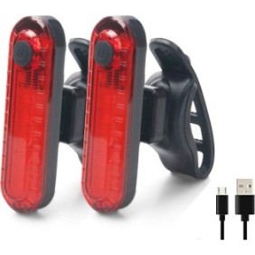 Luci per bicicletta, 2 pezzi, Ricaricabili, USB/LED, 70 * 19 * 17 mm, Nero/Rosso