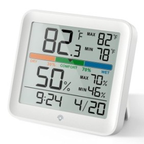 Termometro igrometro interno, digitale, schermo LED, bianco