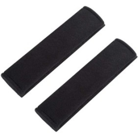 Set di 2 cuscini di protezione per cintura di sicurezza auto, Cotone/Nylon, 26x21x1,8 cm, Nero