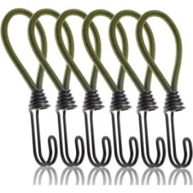 Set 6 cavi elastici regolabili con ganci per bicicletta, moto, auto, rimorchio, valigie, campeggio, portapacchi (15 cm)