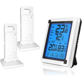 Termometro e igrometro digitale wireless, Temperatura e umidità interna ed esterna, Bianco