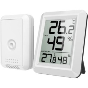 Termometro per interni ed esterni, display LCD, interruttore ℃/℉, bianco