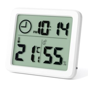 Termometro e igrometro digitale, schermo LCD, 3,2 pollici, 81×71×10 mm, bianco