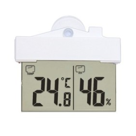 Termometro digitale, Schermo in vetro, ABS, 10,9 x 9,2 x 2,3 cm, Bianco