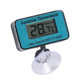 Termometro digitale per acquario, metallo, display LCD, blu
