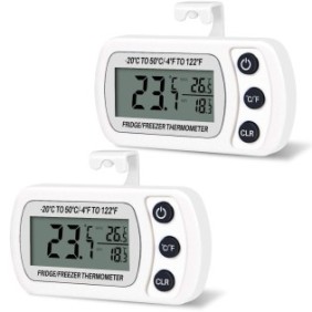 Set di 2 termometri digitali, Plastica, display LCD, Bianco