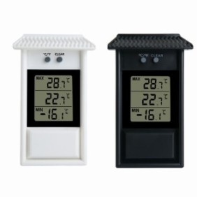 Set di 2 termometri digitali, Plastica/Metallo, display LCD, Interno, Bianco/Nero