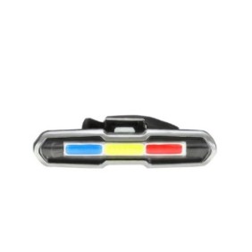 Fanale posteriore a LED per bicicletta, 8,6x1,8x2,8 cm, Rosso/Blu/Bianco