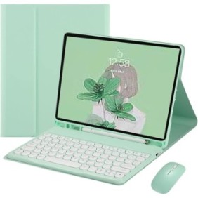 Set cover per tastiera e mouse per iPad 9/8 10,2 pollici, Bluetooth, verde