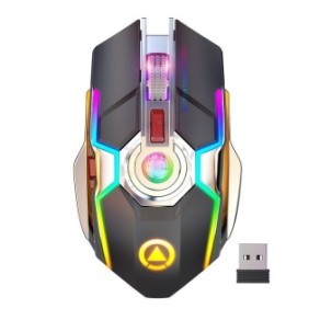 Mouse ergonomico per gaming, RGB, Grigio