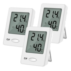 Set termometro e igrometro, display LCD, bianco, 3 pezzi
