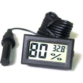 Igrometro LCD per acquario, 48 x 28,6 x 15,2 mm, Nero