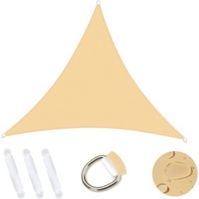 Ombrellone triangolare, poliestere, 3,6x3,6x3,6 m, crema