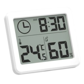 Termometro con igrometro, LCD, ABS, bianco