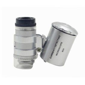 Mini microscopio, Sunmostar, ABS/Alluminio, 60x, 36 x 40 x 20 mm, Argento