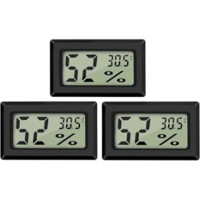 Set di 3 mini termometri digitali, Sunmostar, LCD, Temperatura e umidità, Nero