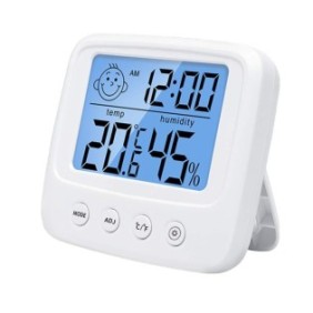 Termometro e igrometro digitale Sunmostar, retroilluminazione, schermo LCD, bianco